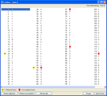 Exam Review screen